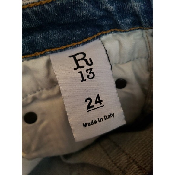 R13 Jeans Boy Skinny In Cromwell Sz 24 Distressed Made In Italy (N - Picture 2 of 11